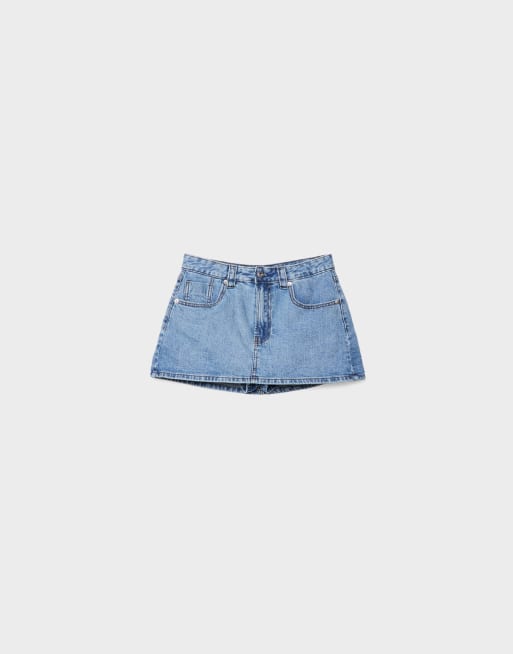 Stradivarius – D62 – Denim-Skort in hellblauer Waschung, 6 von 7