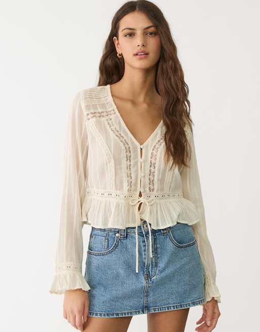 Stradivarius - D62 - Denim skort in lichtblauw