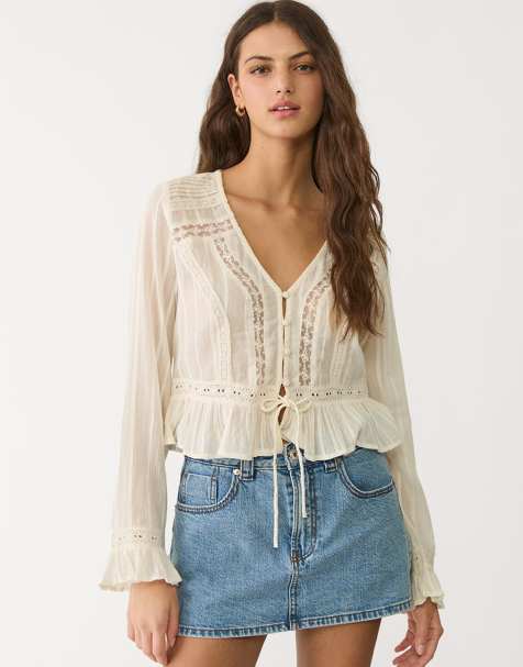 Stradivarius D62 denim skort in light blue - view 1