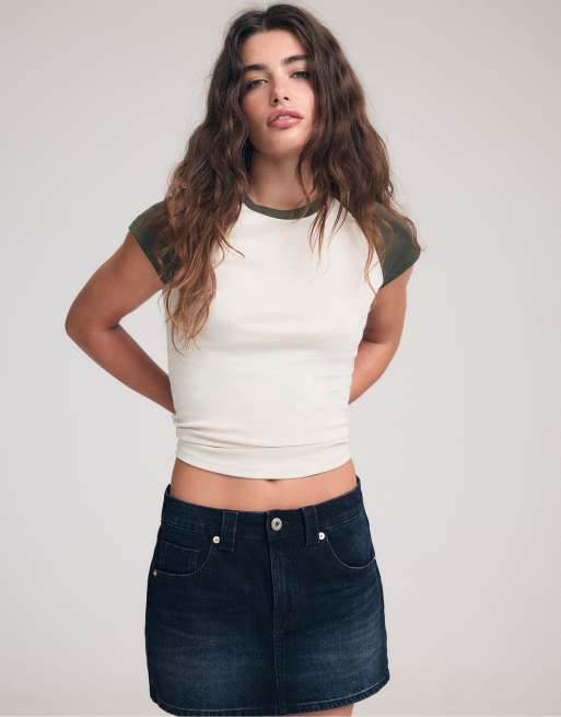 Stradivarius D62 denim skort in light grey denim wash, 2 of 7