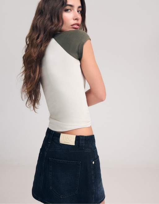 Stradivarius D62 denim skort in light grey denim wash, 3 of 7