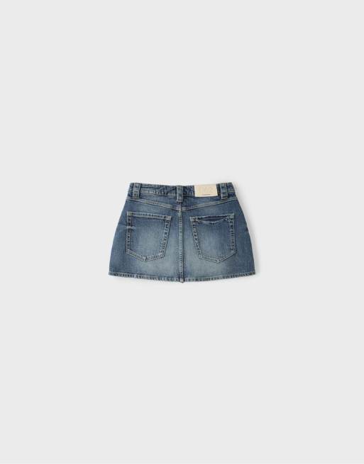 Stradivarius D62 Denim-Skort in mittelblauem Denim, 7 von 7