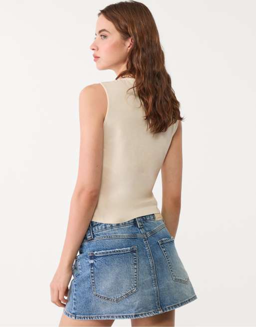 Stradivarius D62 denim skort in overdyed blue, 2 of 4