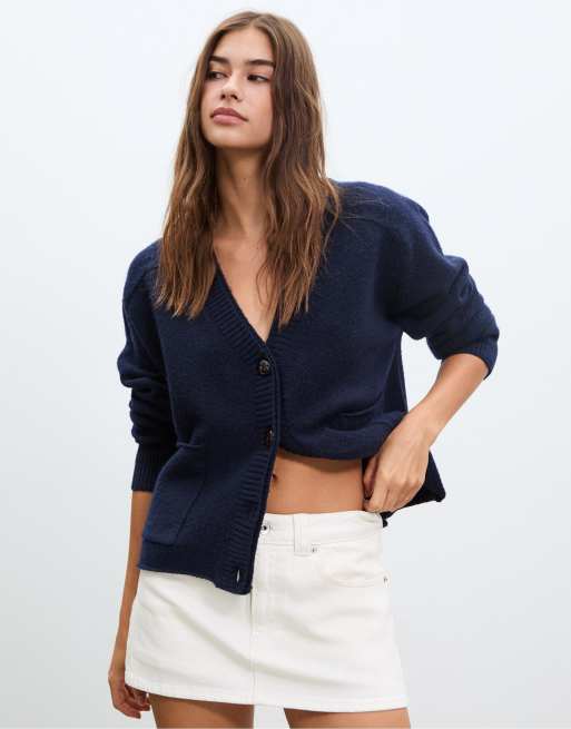 Stradivarius D62 denim skort in white, 2 of 4