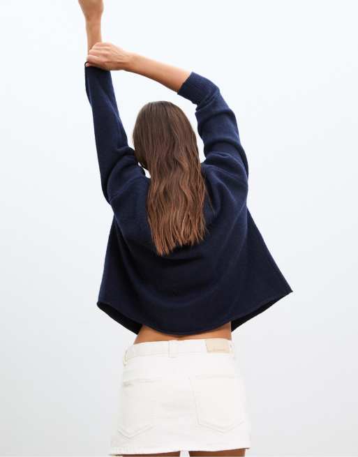 Stradivarius D62 denim skort in white, 3 of 4