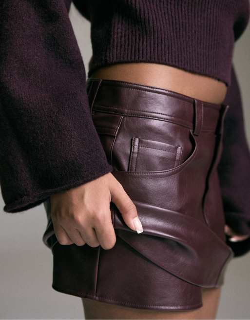 Stradivarius D62 jupe-short bordeaux, 4 de 7