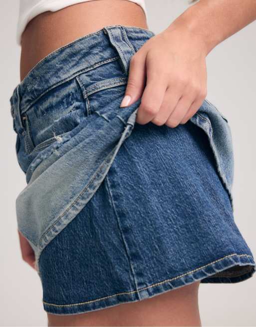 Stradivarius D62 jupe-short en jean bleu moyen, 4 de 7
