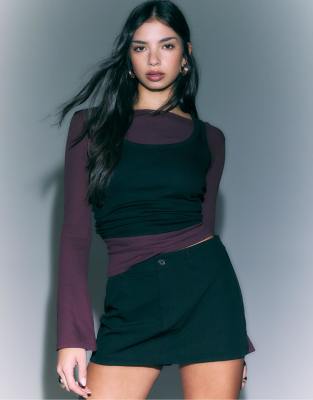 Stradivarius - D62- Mini jupe-short - Noir