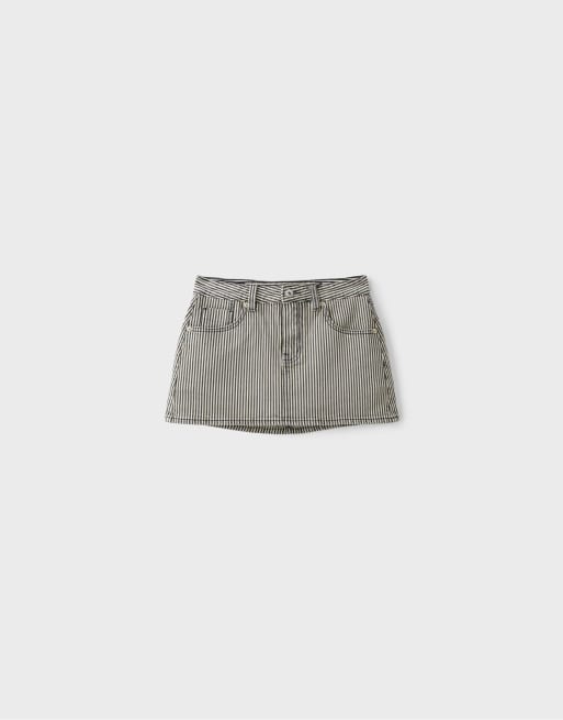 Stradivarius D62 rak randig skort i mörkgrått, 6 av 7
