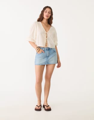 Stradivarius - D62 - Skort aus blauem Denim