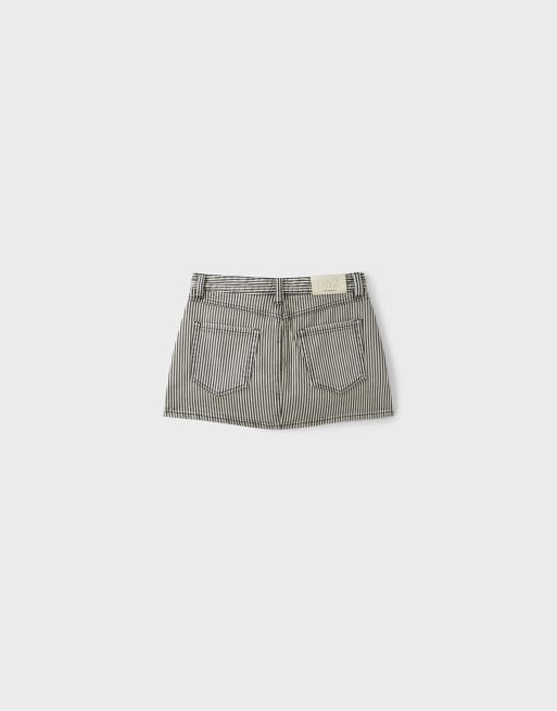 Stradivarius D62 skort dritta a righe in grigio scuro, 7 di 7