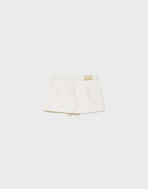 Stradivarius – D62 – Vit skort i denim, 7 av 7