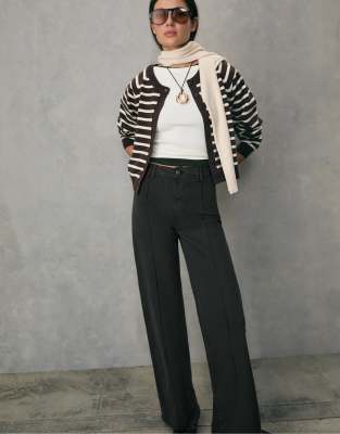 Stradivarius - D63 - Jean ample à surpiqûres - Vert