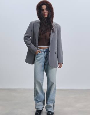 Stradivarius - D65 - Jean droit à revers - Denim bleu moyen | ASOS