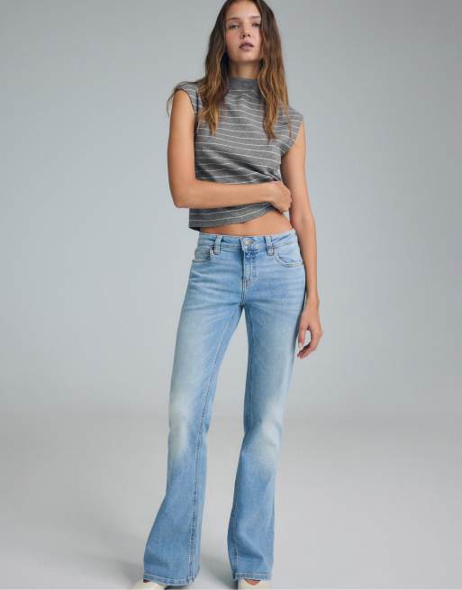 Stradivarius - D67 - Jean bootcut slim - Bleu moyen clair, 5 de 7