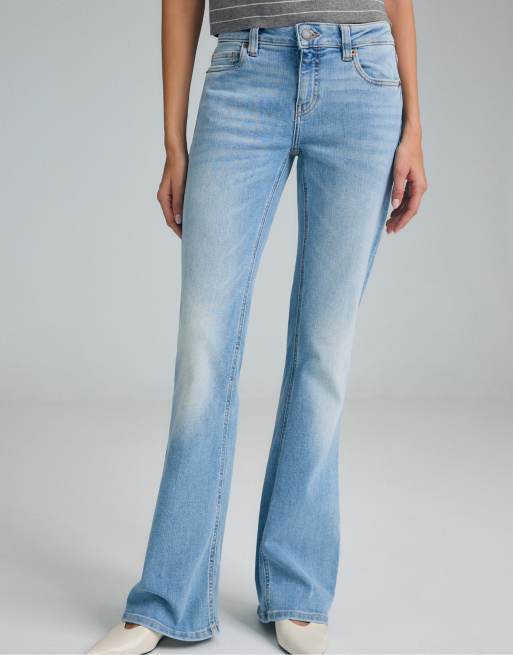 Stradivarius - D67 - Jeans slim boot-cut blu medio chiaro, 2 di 7