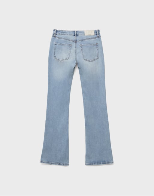 Stradivarius - D67 - Jeans slim boot-cut blu medio chiaro, 7 di 7