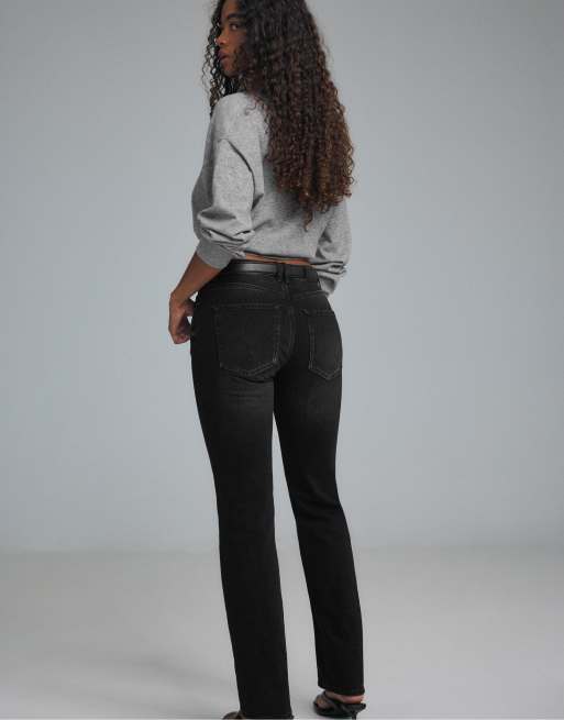 Stradivarius D68 boot-cut jeans with belt in black denim wash, 3 of 7