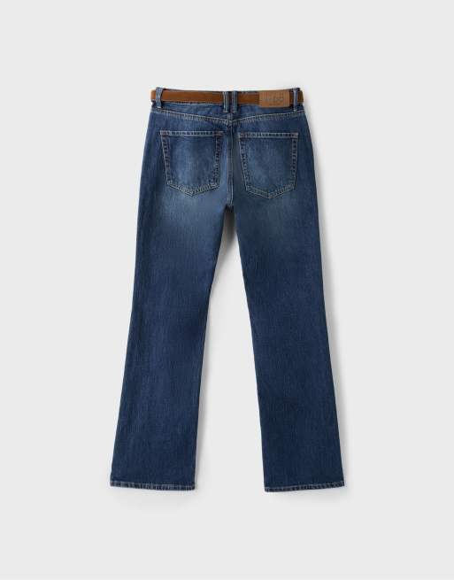 Stradivarius D68 bootcut-jeans med skärp i ljus denimtvätt, 7 av 7