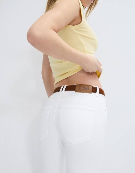 Stradivarius - D68 - Jean bootcut avec ceinture - Blanc, 3 de 3
