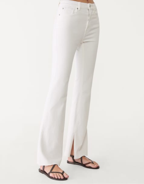 Stradivarius - D74 - Hvide jeans med svaj og slids - view 1