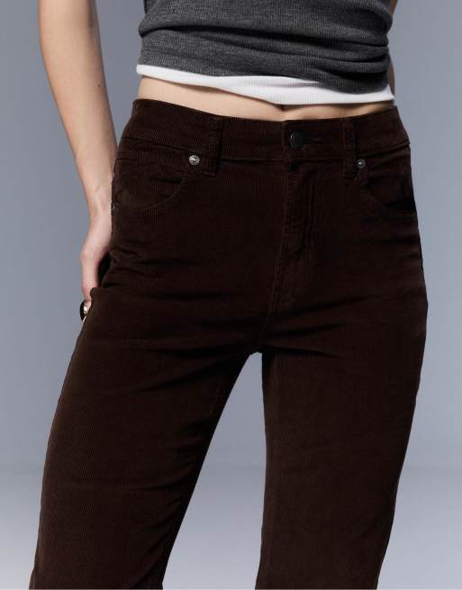 Stradivarius - D74 - Pantalon évasé en velours côtelé - Marron, 2 de 4