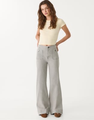 Stradivarius - D77 - Jean minimaliste surteint avec poches - Bleu-Gris