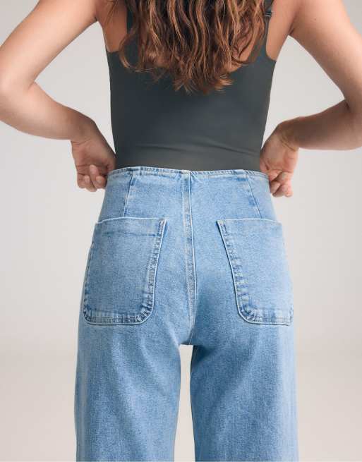Stradivarius – D77 – Ljusblå, minimalistiska jeans med fickor, 3 av 7