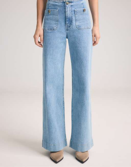 Stradivarius - D77 - Lyseblå minimalistiske jeans med lommer, 2 af 7