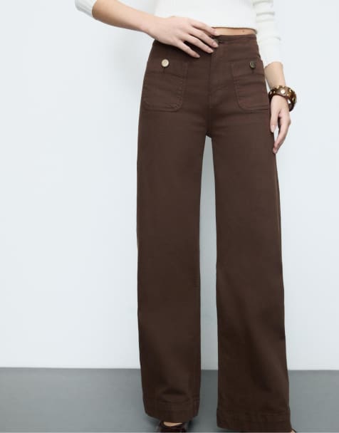 Stradivarius - D77 - Minimalistische broek met zakken in bruin - view 1