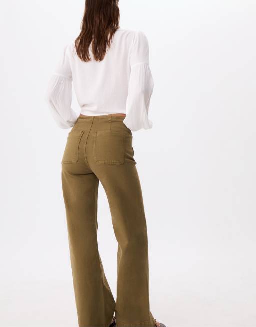 Stradivarius - D77 - Pantalon minimaliste avec poches - Kaki