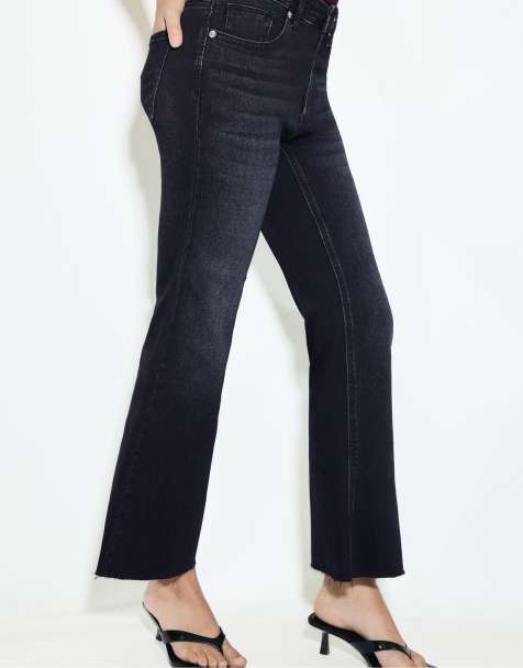 Stradivarius D78 cropped flared jeans in washed blue - view 1