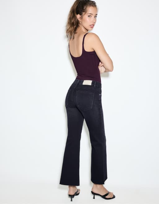 Stradivarius D78 jean évasé court bleu délavé, 3 de 7