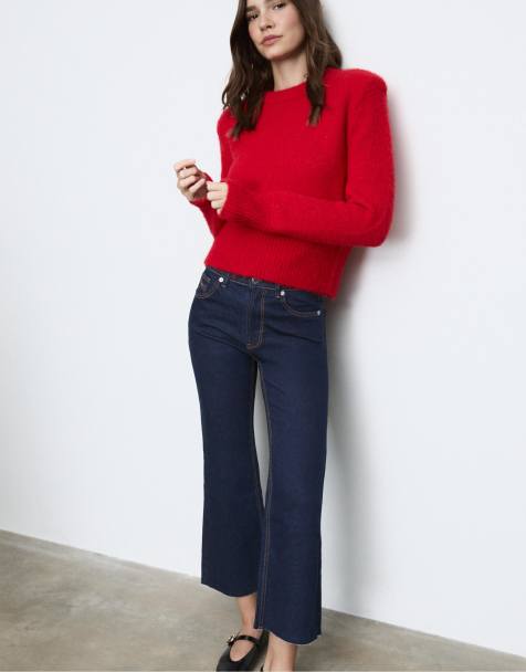 Stradivarius - D78 - Jeans alla caviglia svasati blu sovratinto - view 1