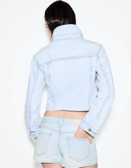 Stradivarius – D79 – Ljusblå jeansshorts med låg midja, 4 av 4