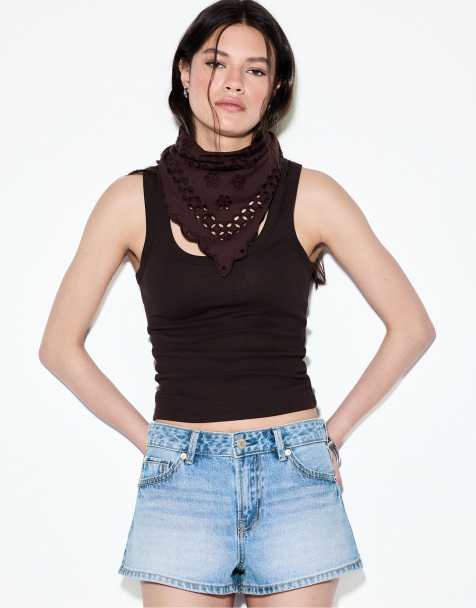 Stradivarius D79 low-waist shorts in medium blue denim - view 1