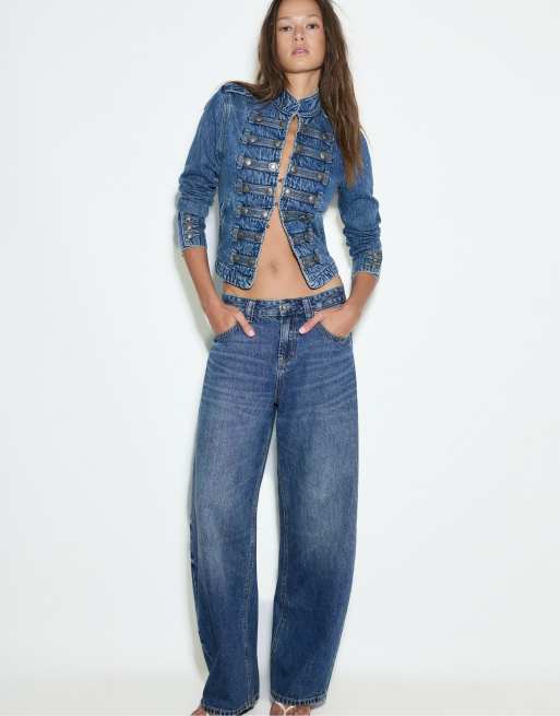 Stradivarius D80 barrel fit jeans i medium denimvask, 5 af 7