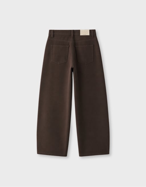 Stradivarius D80 barrel fit jeans in brown, 7 of 7