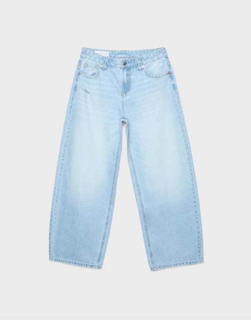Stradivarius D80 barrel fit jeans in medium light blue denim, 6 of 7