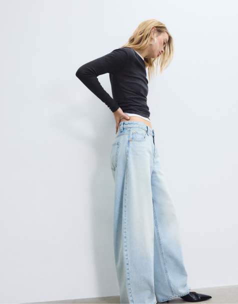 Stradivarius – D80 – Barrel-Jeans aus blauem, überfärbtem Denim - view 1