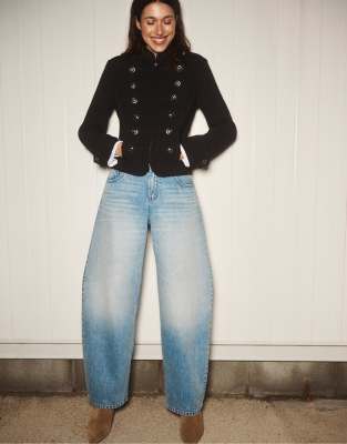 Stradivarius - D80 - Jean bouffant - Bleu moyen