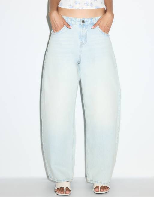 Stradivarius - D80 - Jean bouffant surteint - Bleu denim, 2 de 7