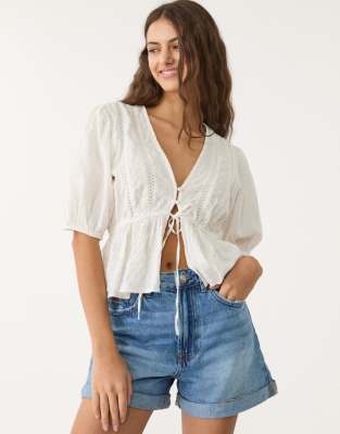 Stradivarius - D83 - Mom-Shorts in Mittelblau