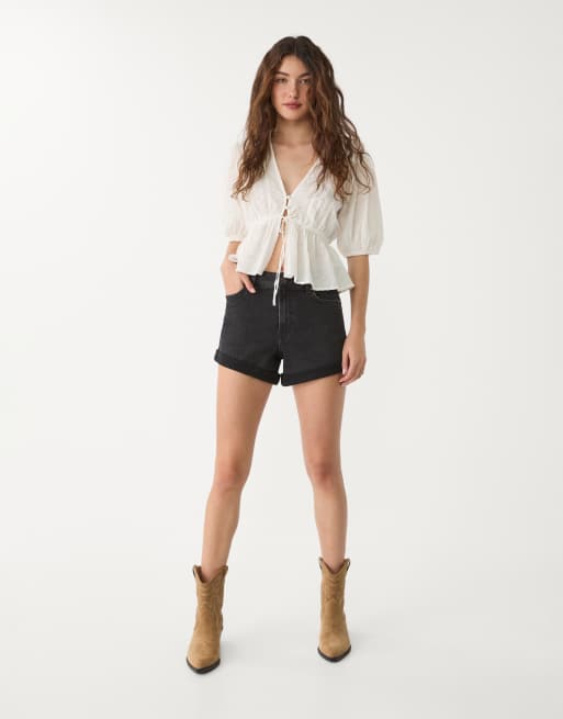 Stradivarius – D85 – Dopasowane ciemnoniebieskie stradivarius mom fit