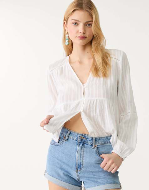 Stradivarius - D85 - Mørk sorte smalle shorts i mom-pasform - view 1
