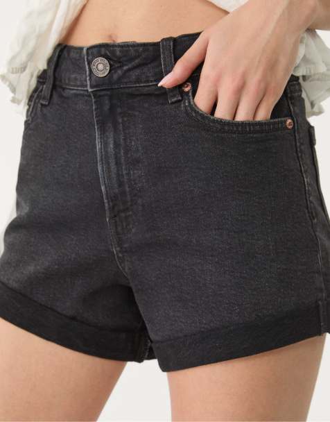 Stradivarius - D85 - Smalle mom short in lichtblauw - view 1
