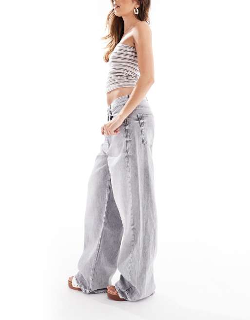 Stradivarius – D88 – Grå, tvättade, baggy jeans, 2 av 5