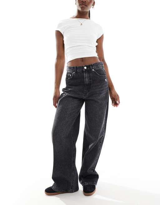 Stradivarius D88 straight leg jeans in black wash