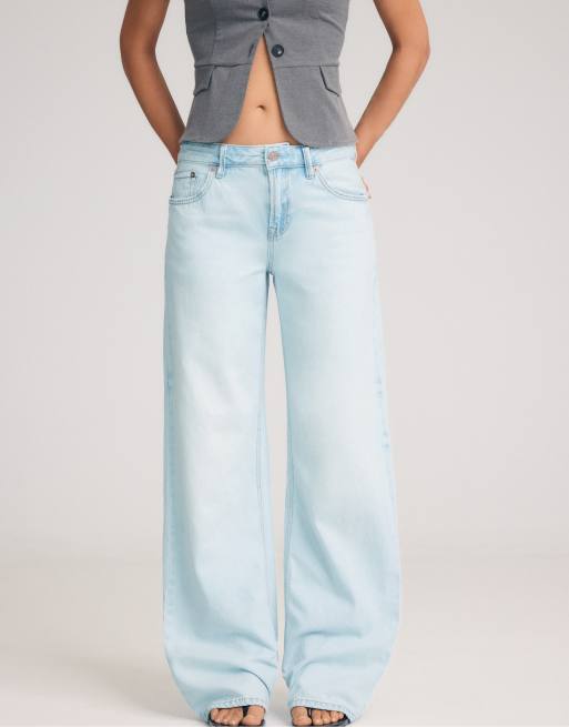 Stradivarius - D91 - Jean ample taille basse - Bleu denim, 2 de 7