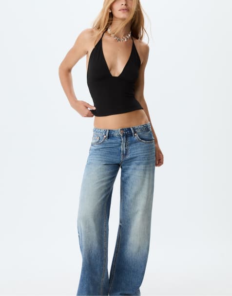Stradivarius - D91 - Jean taille basse - Bleu jean moyen délavé - view 1